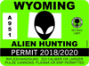 Wyoming Alien Hunting Permit Sticker Self Adhesive Vinyl UFO WY - C1053.png