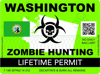 Zombie Washington State Hunting Permit Sticker Self Adhesive Vinyl WA - C3010.png