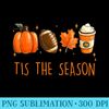 Tis the season fall autumn football pumpkin coffee leaves - Digital PNG Artwork - Quick And Seamless Download Process