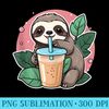 Cute Japanese Kawaii Chibi Sloth Drinking Boba - Trendy PNG Designs - Unique And Exclusive Designs