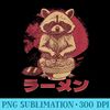 Kawaii Raccoon Eating Japanese Ramen Noodle Food Ramen Lover - PNG Download Icon - Perfect for Sublimation Mastery