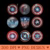 Marvel Comics Retro Classic Captain America Shields Variety - Mug Sublimation PNG - Bring Your Designs to Life