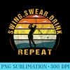 Funny Swing Swear Drink Repeat Retro Vintage Golf - High Resolution PNG Resource - Enhance Your Apparel with Stunning Detail