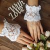 8Crochet cuffs bracelet Wedding lace blacelet Women's white ruffle cuffs.jpg