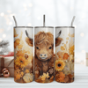 Seamless Highland Cow Tumbler Wrap, 20oz Skinny Tumbler, Floral Tumbler Png.png