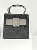 Letter Embossed Satchel Purse Black and Gray.jpg