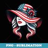 Stylish lady American USA flag colors hat 4th of July - Sublimation PNG File