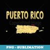 Puerto Rico Map with major cities, main roads, rivers, lakes - PNG Sublimation Digital Download