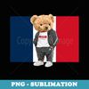 Teddy Bear Bad Boy in France Illustration Graphic Designs - Signature Sublimation PNG File