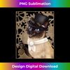 Steampunk cat - Siamese with a top hat, goggles, and gears - Stylish Sublimation Digital Download