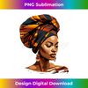 Beautiful Black Afro Woman Ethnic Kente Cloth Head Wrap Long Sleeve - Elegant Sublimation PNG Download