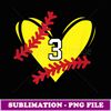 Number #3 Softball Heart Sports Player Fan Jersey - PNG Transparent Sublimation Design