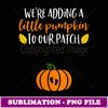 Womens Pumpkin Pregnancy Announcement Halloween Baby Reveal - Elegant Sublimation PNG Download