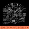 V8 Engine Drawing - PNG Downloadable Art - Professional Design