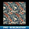 Ukiyo-e Inspired Koi Fish Pattern - Traditional Japanese Art Design - Special Edition Sublimation PNG File