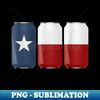 Patriotic Beer Cans USA American Texas Flag - Vintage Sublimation PNG Download