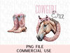 Coquette Cowgirl Coastal Horse Lover Pink Bow Soft Girl Aesthetic Trendy Graphics Double Sided Hoodie PNG Design Instant Downloadable.jpg
