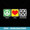 Peace Love Crossword Puzzle Geek Numbered Squares - Sublimation PNG File