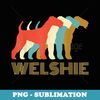 Vintage Welsh Terrier - Instant PNG Sublimation Download