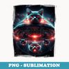 Alien Cat Monster Fluffy Kitten Fantasy Spaceship Cat - Professional Sublimation Digital Download