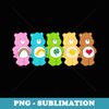 Care Bears Vintage Classic Rainbow Bears Group Line Up - PNG Sublimation Digital Download