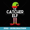 Catcher Elf Baseball Softball Matching Family Christmas Pj - Exclusive PNG Sublimation Download