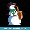 Funny Christmas Snowman Plays Saxophone Xmas - Signature Sublimation PNG File