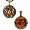 Cancer necklace Zodiac Sign Round Necklace Gold black brass amber cancer amber pendant necklace Amulet Necklace Large.jpg