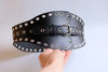 Leather belt wide black eyelets womans_3548.JPG