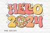 Retro Hello 2024 PNG File, Happy New Year 2024 Sublimation, 2024 PNG, Disco Ball PNG, Instant Digital Download.jpg