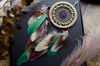handmade beige with green dream catcher with natural feathers 4.jpg