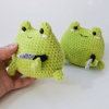 Crochet meme frog with knife plush amigurumi toy