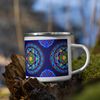 Mandala Magic: Enameled Metal Picnic Mug with Exotic Asian-Arabic Patterns. Enameled Picnic Mug. Gift for a tourist.