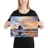 Cannon Beach Painting Large Watercolor Print Oregon Coast Poster Haystack Rock Sunset Seaside