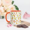 Peaches and Citruses Seamless Pattern Mug with Color Inside