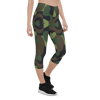 Woodland Military Camo Green Brown Black Pattern Capri Leggings