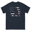 BIGFOOT ON THE BACKGROUND OF THE AMERICA FLAG Men's classic tee