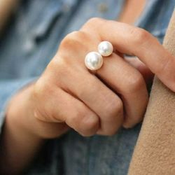 double pearl ring for women