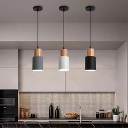 designer nordic wooden base hanging light