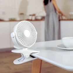 usb rechargeable 360° rotation clip-on table fan