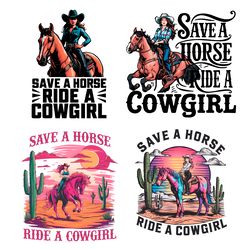 save a horse ride a cowgirl png bundle digital download files