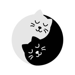 yin yang cats. black and white