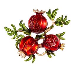 pomegranate brooch, red enamel statement  fruit pin, jewelry for woman, gift for girlfriend, casual