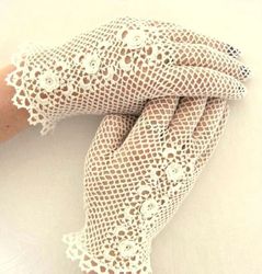 crochet bridal lace gloves victorian wedding mother of bride summer gloves civil war evening glove handmade gift for her
