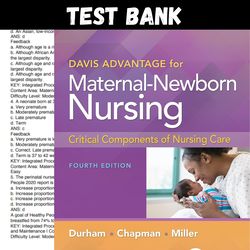 test bank for davis advantage for maternal newborn nursing critical components of nursing care 4th edition durham all ch