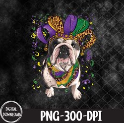 mardi gras english bulldog with hat new orleans festival, mardi gras png, bulldog png, png, sublimation design