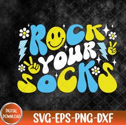 rock your socks down syndrome awareness day groovy wdsd svg, eps, png, dxf, digital download