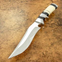 rare custom hand made d2 tool steel sub hilted bowie knife camel bone handle