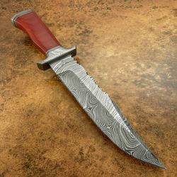 rare custom hand made damascus steel bowie knife micarta handle