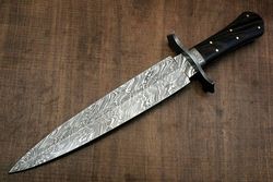 custom hand made damascus steel bowie hunting knife full tang dagger hard wood handle